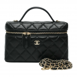 Chanel 25c Kuldne Pandla Teemantmustriga Nahast Kett Br&auml;nditud Logo T&otilde;mblukuga Sulgemine &Uuml;he &Otilde;la Messenger Bag Lambanahast K&auml;ekott Naiste Must Basic+Dust Bag must