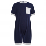 Unisex laste kohanduv riietus Anti-Strip seljaga n&auml;htamatu t&otilde;mblukuga kombinesoon l&uuml;hikeste varrukatega kontrastv&auml;rviline reie pikkusega jumpsuit 5-6 Years