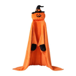 Halloweeni kantav kapuutsiga pleed t&auml;iskasvanutele Pehme flanellist kapuutsiga keep taskuga K&otilde;rvits Must kass Cosplay kost&uuml;&uuml;m Halloweeni pidude jaoks oranž