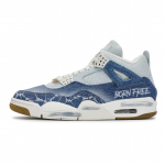 Jordan Air Jordan 4 REGO Kuum koer, Vaba okas Keskmise s&auml;&auml;rega Vintage korvpallijalatsid Unisex Valge Sinine IB6716-100(Team1189-) 36
