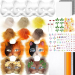 Therian Maski Komplekt T&uuml;hjad Maskid Pooln&auml;gu K&auml;sitsi Joonistatud Loom Kass Rebane Mask DIY K&auml;sit&ouml;&ouml; Graffiti Pooln&auml;o Mask Peo Kingitused beige