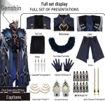 Capitano Fatui Harbinger Cosplay Kost&uuml;&uuml;m - Genshin Impact M&auml;ngu Riietus L