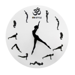 Joogapoosi Kellaseierid Joogapoosid P&auml;ikesetervitus OM Stiilis Seinakell Surya Namaskar Seinakunst Kaasaegne Joogalik H&auml;&auml;letu Seinakell white