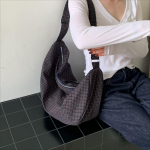 Vintage ruudulised nailonist hobos &otilde;lakotid naistele Kerge suur mahutavusega crossbody kott Ruuduline vabaaja tote reisikotid