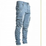 Meeste Mitme Taskuga Vabaaja Kitsad Meeste P&uuml;ksid Stiilsed Trendibr&auml;ndi Meeste Cargo Kitsa S&auml;&auml;rega Denim P&uuml;ksid Elastsed Slim Fit Teksad S