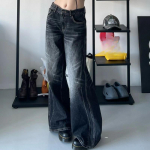 Naiste mustad kotid Harajuku Y2k esteetikuga teksap&uuml;ksid Korea teksad laia s&auml;&auml;rega p&uuml;ksid M must