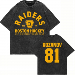 Kuum rivaliteet Ilya Rozanov 81 Boston Raiders Graafiline tr&uuml;kk Vintage pestud puuvillased T-s&auml;rgid Mehed Naised L&otilde;tv vabaaja &uuml;legabariidilised T-s&auml;rgid S mitmev&auml;rviline