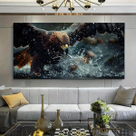 1 Majesteetlik kotkas vee kohal lendamas L&otilde;uendikunst, Moodne, Raamita, Elav tinditr&uuml;kk, Linnu seinakunst elutuppa, magamistuppa, (as the picture,50x100cm No Frame) gray
