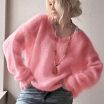 Naiste V-kaelusega Pikkade Varrukatega Pullover Vabaaja Kampsun Naiste S&uuml;gis/Talv Kootud Jumper Mood &Uuml;hev&auml;rviline L&otilde;tv &Otilde;huke Pealmine R&otilde;ivas L beež