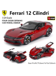 Bburago 1:24 Ferrari 12 Cilindri Auto Mudel Valatud Metallist Mudel Laste M&auml;nguasi Poiss-s&otilde;bra Kingitus Simuleeritud Sulam gray