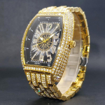 Hip Hop t&auml;is teemantidega meeste k&auml;ekell Luksuslik spordimoe Orologio Uomo roostevabast terasest rihmaga Lihtne stiil uue ajastu Herrenile watches For Men brown