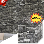 40 tk 38,5X35cm Imitatsioon telliskivi tapeet Isekleepuv Veekindel Niiskuskindel Elutuba Magamistuba Seinakoristus 40Pcs 38.5X35cm gray