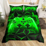 M&auml;nguri Tekikatted Komplekt &Uuml;heinimesevoodi Suuruses, Videom&auml;ngude Voodipesu Komplekt Lastele, Teismelistele, Moodne Poiste Multikas M&auml;ngupuldiga Tekikatted Komplektid US Full(200x230cm) black