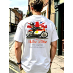 Meeste Mike Hailwoodi Vintage Mootorrattas&otilde;idu T-s&auml;rk - Retro Briti Disain Number &Uuml;he Mootorrattaga Tr&uuml;kiga, Vabaaja &Uuml;mmarguse Kaelusega T-s&auml;rk Kingitus Sobib S valge
