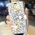 S&auml;delev teemantkristalllillega &uuml;mbris Samsung Galaxy S26 S25 S24 Ultra S23 S22Plus jaoks Nahast magnetiline klapp-rahakott Raamatukate S26 beige
