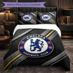 Chelsea FC Muster 3-osaline Voodipesukomplekt Pehme Mikrokiust Tekikott Padjap&uuml;&uuml;ridega Magamistoa jaoks 135cm*200cm