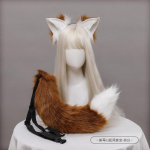 K&auml;sitsi valmistatud rebasek&otilde;rvadega peav&otilde;ru ja sabakomplekt Cosplay kost&uuml;&uuml;mi aksessuaar - Pehme pl&uuml;&uuml;sist loomak&otilde;rvade komplekt Q-Fox Ears Tail Set - Purple/White white