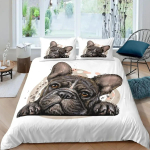 Buldogi tekikate Prantsuse buldogite voodipesukomplekt &Uuml;heinimese pol&uuml;ester &Scaron;okolaadikoerakutsikas Lemmikloomakoer Loomakatte tekk Koeras&otilde;bra kingitusteks 140x200cm