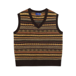 V-kaelusega triibuline varrukateta kampsun Retro vabaaja kihiline topp Meestele Teismelistele L black