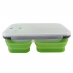 1100 ml Lightness Style kahe v&otilde;rega ristk&uuml;likukujuline silikoon skaleeritav kokkupandav l&otilde;unakarp Bento Box roheline