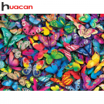 HUACAN 5D DIY Teemantmaal V&auml;rviline liblikas Tikand Ristpistes Round Drill Mosaiic Kodukaunistus 20*30 CM