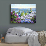 5D-teemantmaal, t&auml;ispuuritud &uuml;mmargune sirelililla teemanttikandid, maastik kividest 20X30CM