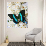 Round Drill Flower & Butterfly 5D DIY Teemantmaal, Tikand Ristpistes Mosaiik Kodukaunistus 20X30CM