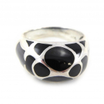 Bague Argent 'Ovni' noir argent&eacute; - 12 mm 54 h&otilde;be