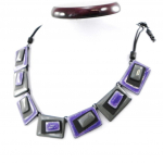 NOA [H8957] - Collier Cr&eacute;ateur 'Nora' violet gris lilla