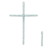 Les Tr&eacute;sors De Lily [L1158] - Pendentif Argent 'Croix' blanc argent&eacute; (rhodi&eacute;) - 42x27 mm valge