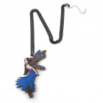 Les Tr&eacute;sors De Lily [N1686] - Sautoir cr&eacute;ateur 'F&eacute;e Clochette' bleu multicolore mitmev&auml;rviline