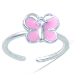 Laste h&otilde;bedane s&otilde;rmus 'Butterfly' roosa (roodiumiga kaetud) - 9x8 mm 46 h&otilde;be