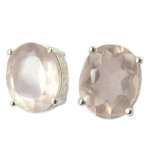 Les Tr&eacute;sors De Lily [P4071] - Boucles Argent 'Heaven' quartz rose argent&eacute; - 12x10 mm Heleroosa
