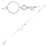 Les Tr&eacute;sors De Lily [Q9361] - Bracelet Argent artisanal 'Cl&eacute; du bonheur' argent&eacute; (rhodi&eacute;) - 28x10 mm h&otilde;be