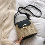 Yogodlns Casual Ketid &Otilde;lgest &auml;mbrikotid Naistele Suvine k&auml;ekott rotangist kotid Beach Lady reisiraha rahakotid ja k&auml;ekotid &Otilde;lakott 20x12x21cm must