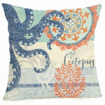 Marine Elements Ookeaniloomad Puuvillane lina padjakatted Sinine merikilpkonn hobune Kodusisustus Padjap&uuml;&uuml;r Kaheksajalg diivani padjap&uuml;&uuml;r