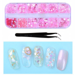 1 Box Candy V&auml;rviline k&uuml;&uuml;nte s&auml;raga litrid Segadisainiga Snowflower Star Moon Sparkly Paillette Flakes k&uuml;&uuml;nte kaunistus koos pintsetiga roheline