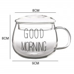 350 ml kuumakindel klaas k&auml;epidemega piimakruus Hommikus&ouml;&ouml;gitass Mikrolainekruus &uuml;mmargune L&otilde;bus &uuml;he tassi valge kiri &uuml;mmarguse kaanega 350ml