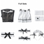 6tk Anime Sweet Lolita Kleit Prantsuse teenija kost&uuml;&uuml;m Naiste Seksikas Mini Pinafore Armas komplekt Halloween Cosplay T&uuml;drukutele Suures suuruses S-3XL S must