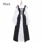 S~5XL suur naiste retro-cosplay-kleit Keskaegne renessansiaegne retrokleit kandilise kraega komplektis v&ouml;&ouml;kohaga Halloweeni pidu S must