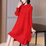 Naiste tikandiga voldid Suvekleit Seelik Mood Suures Suuruses Riietus Kleidid one size punane