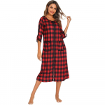 Naiste s&uuml;gisene ruuduline t&otilde;mblukuga hommikumantlid Pikad magamisriided Pehme &ouml;&ouml;s&auml;rk, soe puhkeriietus Rasedate hommikumantel pidžaama XL