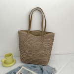 Yogodlnsi suvine kootud naistekott, suure mahutavusega rotangist &otilde;lakott Puhkuse mere&auml;&auml;rne rannakott vabaaja ostukott 32*14*33cm khaki