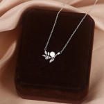 ANENJERY Leaf Kaelakee Naiste Kerge Luksuslik Tsirkoonist P&auml;rli Clavicle Chain Kaelakee Ehted h&otilde;be