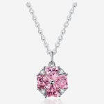 Bella Box Sweet Fashion Roosa s&uuml;damekujuline kirsi&otilde;is Love Clover h&otilde;beripats, temperament kaelakee peen ehe uus trendikas roosa/valge