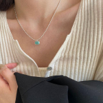 Silvology Real 925 Sterling Silver Natural Amazonite Square Ripats Kaelakee Naistele Oliivihelmestest kett Lihtsad Luksuslikud Ehted h&otilde;be