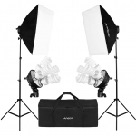 Andoer Studio fotovalgusti komplekt 2 * Softbox / 2 * 4in1 pirnipesa / 8 * 45 W pirn / 2 * valgus UK Plug