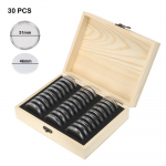 Reguleerimispadjaga Home Lihtne m&auml;lestuskonteiner Reguleeritav antioks&uuml;datiivne puidust m&auml;lestusm&uuml;ntide kogumiskarp M&uuml;ntide hoiukarp 30PCS
