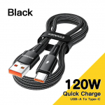 Essager 120W &uuml;likiire laadimist&uuml;&uuml;p-C 67W kaabel kiirlaadimise USB-kaabel 6A Xiaomi 12Pro Redmi K50 Note 11Pro Black Shark 5Pro jaoks 2m