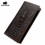 BISON DENIM Vintage meeste rahakott, pikk, &otilde;huke kahepoolse kaardihoidjaga rahakott pruun